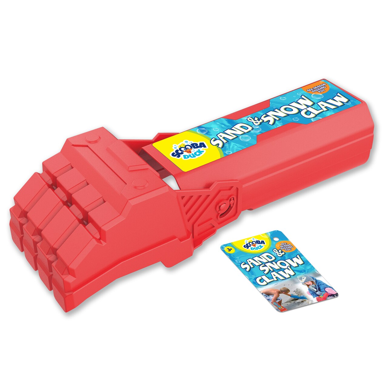 Scooba Duck: Sand & Snow Digger - Assorted Color - Red Or Blue - All-Season Hand Shovel, Robotic Arm & Articulated Claw Design, Beach-Sandbox, Kids 3+